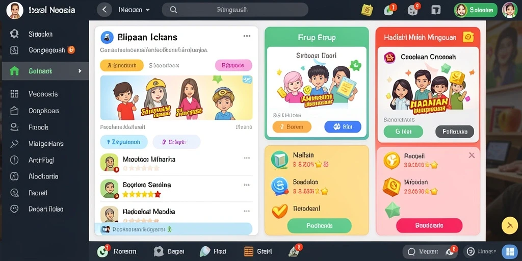 Tampilan layar utama dengan karakter yang menarik.